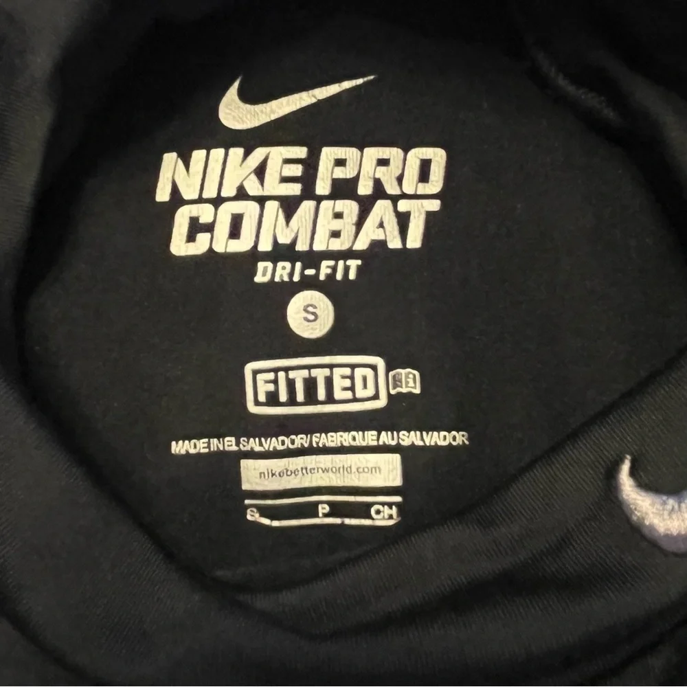 Nike Pro Combat Dri Fit Fitted Black Long Sleeve Shirt Men's Small
